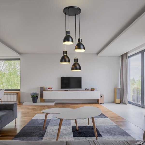 Rabalux 5604 - Lampadario a filo MACKENZIE 4xE27/60W/230V nero/oro