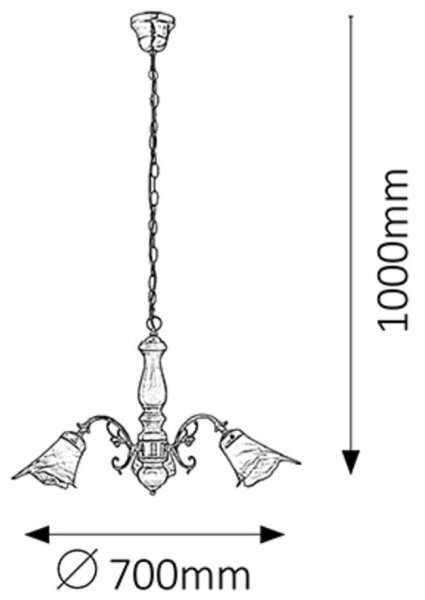 Rabalux 7093 - Lampadario a sospensione con catena RUSTIC 3 3xE14/40W/230V