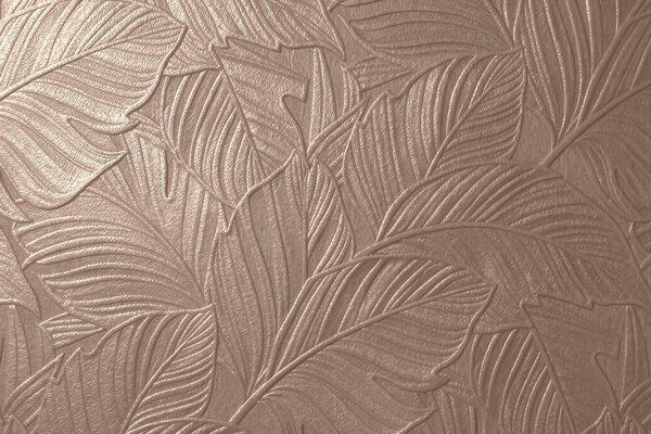 Carta da parati Foglie tropicali in rilievo con delicati dettagli in calde tonalità di beige, Carta da parati Texture, w09886 : Uwalls.it