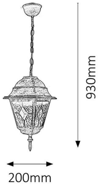 Rabalux 8184 - Lampadario da esterno MONACO 1xE27/60W/230V