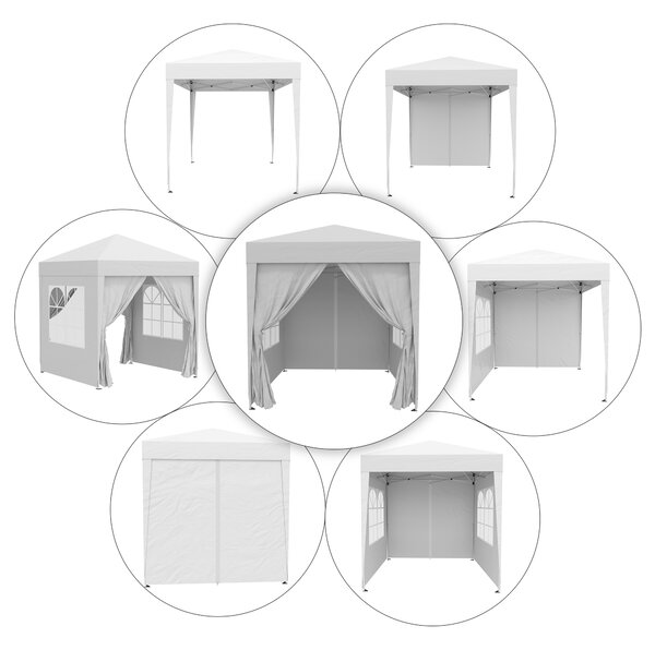 Outsunny Gazebo Pieghevole con 4 Pareti Rimovibili e Borsa da Trasporto, in Metallo e Poliestere, 2x2m, Bianco | Aosom Italy