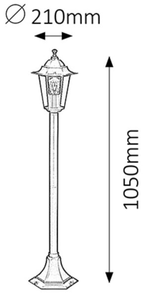 Rabalux 8210 - Lampada da esterno VELENCE 1xE27/60W/230V 105 cm