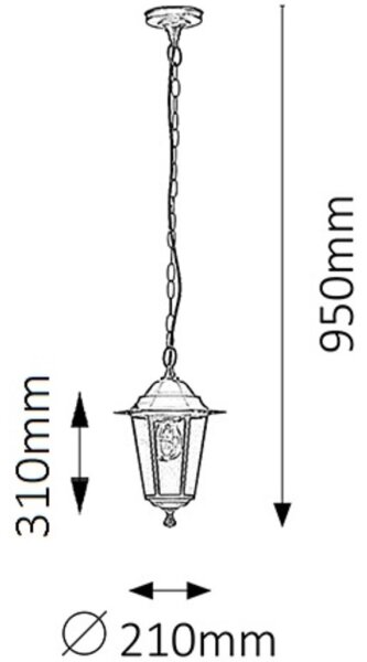 Rabalux 8208 - Lampadario da esterno VELENCE 1xE27/60W/230V