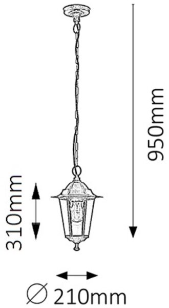 Rabalux 8238 - Lampadario da esterno VELENCE 1xE27/60W/230V