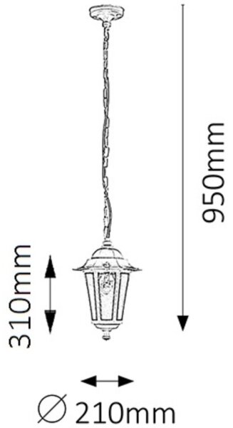Rabalux 8207 - Lampadario da esterno VELENCE 1xE27/60W/230V