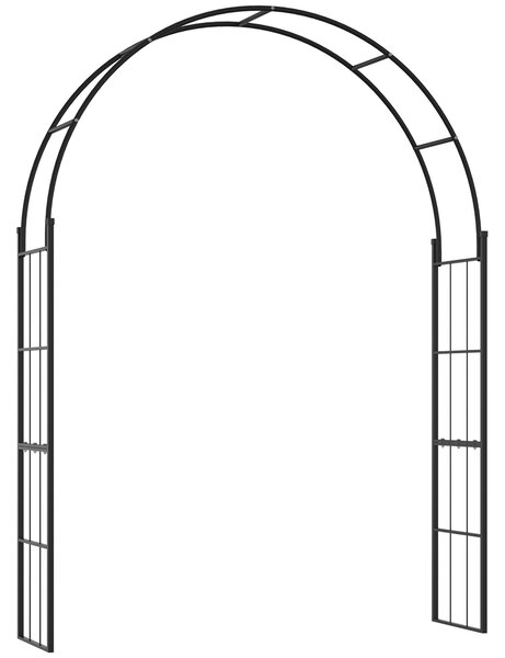 Outsunny Archetto da Giardino per Piante Rampicanti e Decorazioni, Metallo Nero, 153x40x210cm
