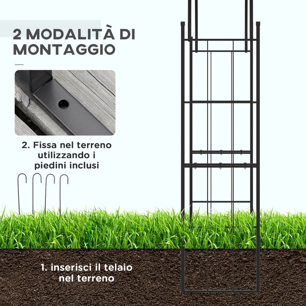 Outsunny Archetto da Giardino per Piante Rampicanti e Decorazioni, Metallo Nero, 153x40x210cm|Aosom
