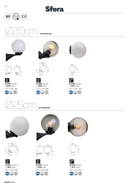 Redo 9866 - Applique da esterno SFERA 1xE27/28W/230V IP44