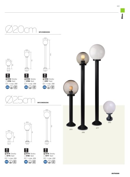 Redo 9775 - Lampada da esterno SFERA 1xE27/42W/230V IP44 25x38cm bianco
