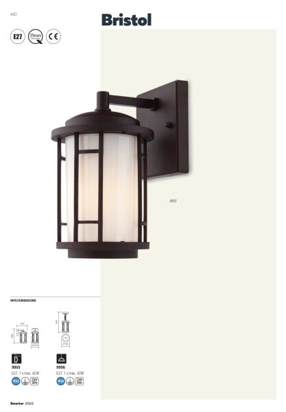 Redo 9956 - Lampadario da esterno a catena BRISTOL 1xE27/42W/230V IP23