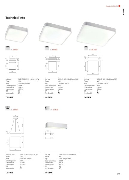 Redo 01-1124 - Lampadario LED a sospensione con filo SCREEN LED/48W/230V 3000K