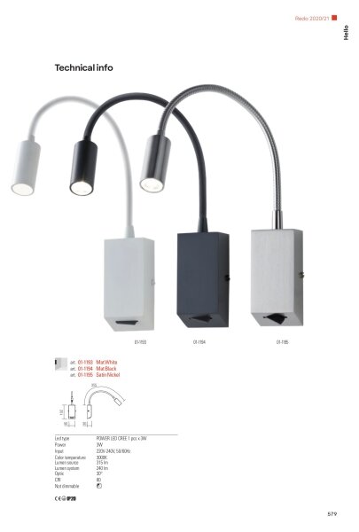 Redo 01-1195 - LED Flessibile piccola lampada HELLO LED/3W/230V cromo