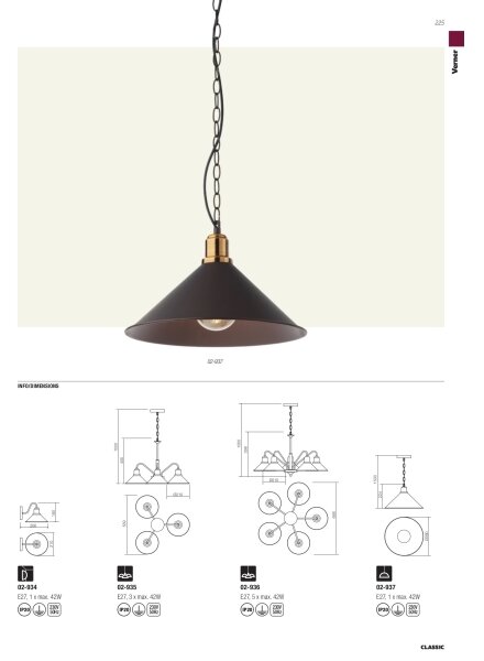 Redo 02-934 - Applique VERNER 1xE27/42W/230V