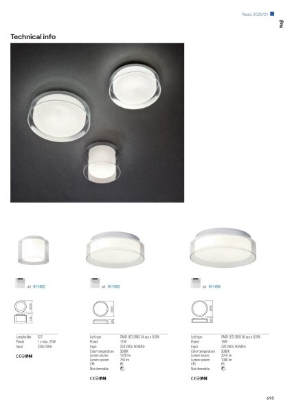 Redo 01-1454 - Plafoniera LED da bagno NAJI LED/18W/230V IP44
