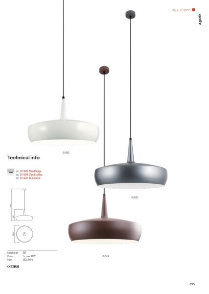 Redo 01-1615 - Lampadario a sospensione con filo AGADIR 1xE27/42W/230V