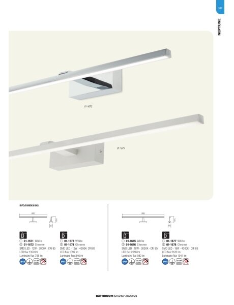 Redo 01-1675 - Illuminazione per specchio da bagno NEPTUNE LED/18W/230V IP44