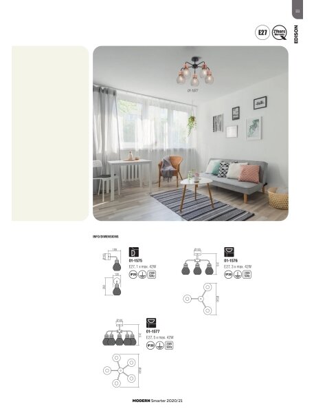 Redo 01-1575 - Applique EDISON 1xE27/42W/230V