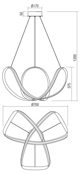 Redo 01-1784 - Lampadario LED a sospensione con filo NUCLEO LED/55W/230V bianco