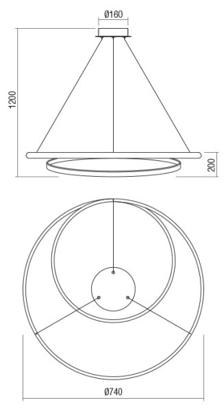 Redo 01-1796 - Lampadario LED sospeso con cavo TORSION LED/40W/230V bronzo