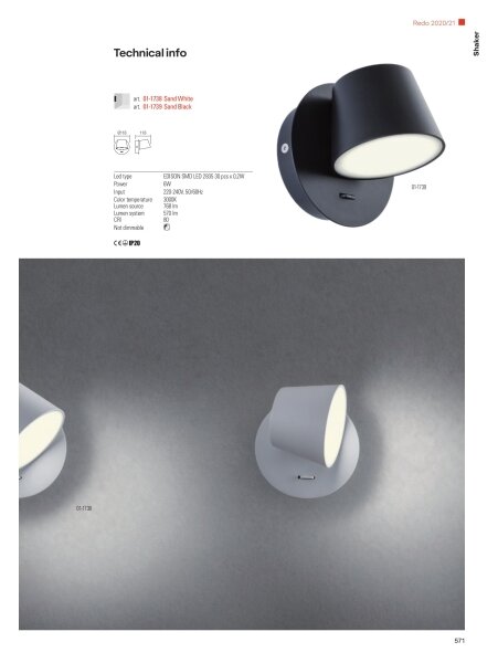 Redo 01-1738 - Applique a LED SHAKER LED/6W/230V bianco