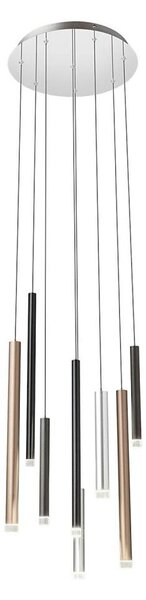 Redo 01-2053 - Lampadario LED a sospensione con filo MADISON 8xLED/4W/230V cromo lucido/nero/rame
