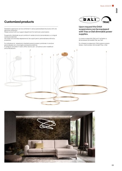 Redo 01-1721 - Lampadario LED a sospensione con filo ORBIT LED/42W + LED/66W/230V bronzo