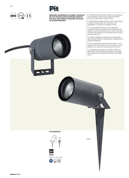 Redo 90183 - Lampada da esterno PIT 1xGU10/35W/230V IP65