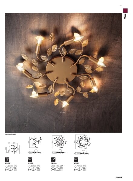 Redo 02-980 - Lampadario a plafone TIARA 5xE14/28W/230V