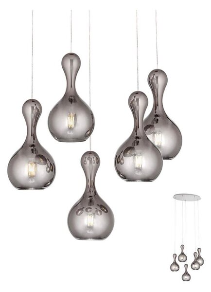 Redo 01-2262 - Lampadario a sospensione con filo LOB 5xE27/42W/230V grigio