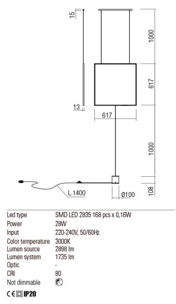 Redo 01-2134 - Lampada LED da terra SLICK LED/28W/230V nero