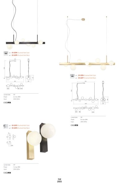 Redo 01-2374 - Lampadario a sospensione con filo GOJI 6xG9/28W/230V oro