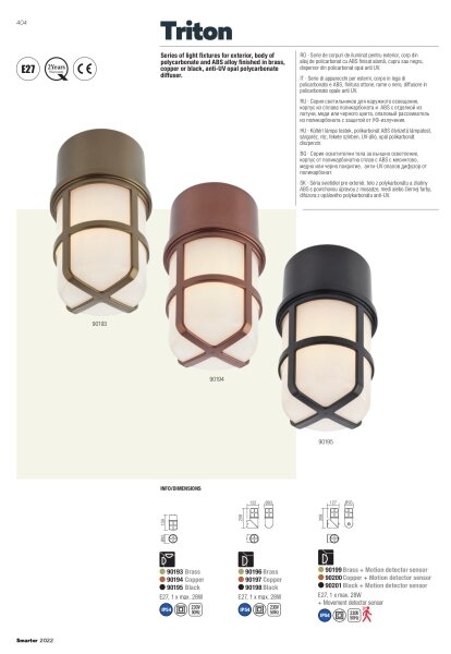 Redo 90197 - Applique da esterno TRITON 1xE27/28W/230V IP54 rame