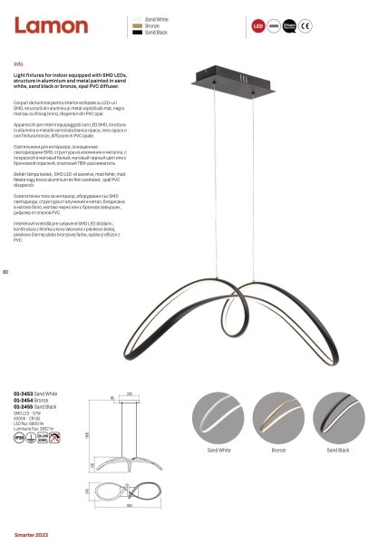 Redo 01-2455 - Lampadario LED a sospensione con filo LAMON LED/57W/230V nero