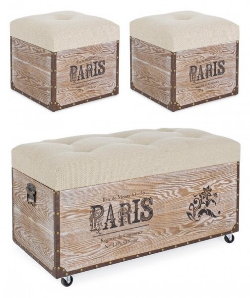 Set3 Pouf Travel Paris Corda