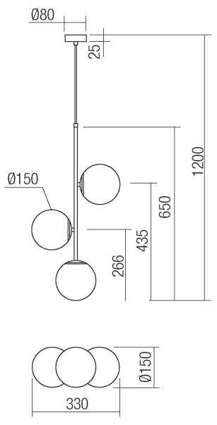 Redo 01-2627 - Lampadario a sospensione con filo NIVA 3xE14/28W/230V