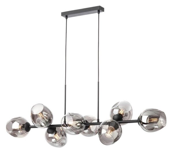 Redo 01-2622 - Lampadario a sospensione con filo PIERCE 8xE27/42W/230V nero/fumé