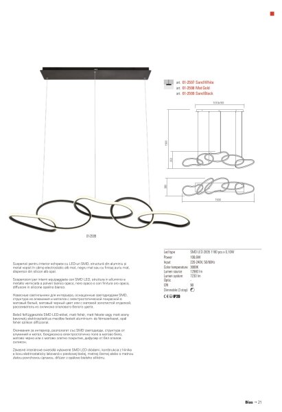 Redo 01-2596 - Lampadario a sospensione LED dimmerabile su cavo BIAS LED/87,4W/230V 3000K nero