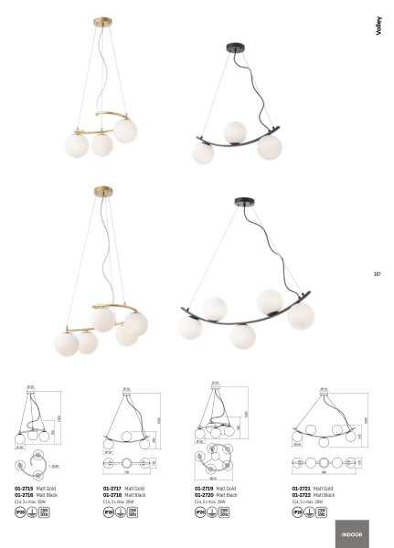 Redo 01-2715 - Lampadario a sospensione con filo VOLLEY 3xE14/28W/230V oro