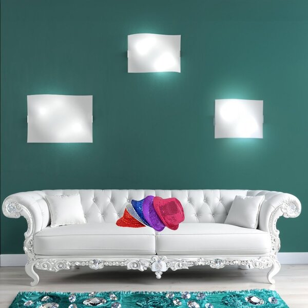 Applique vetro top light wing 1044 35 e27 led vetro curvo satinato - Top Light
