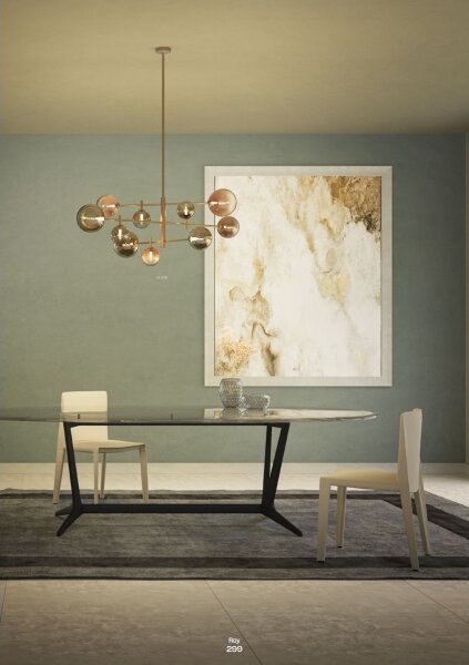 Redo 01-2781 - Lampadario a sospensione con supporto rigido ROY 10xG9/10W/230V