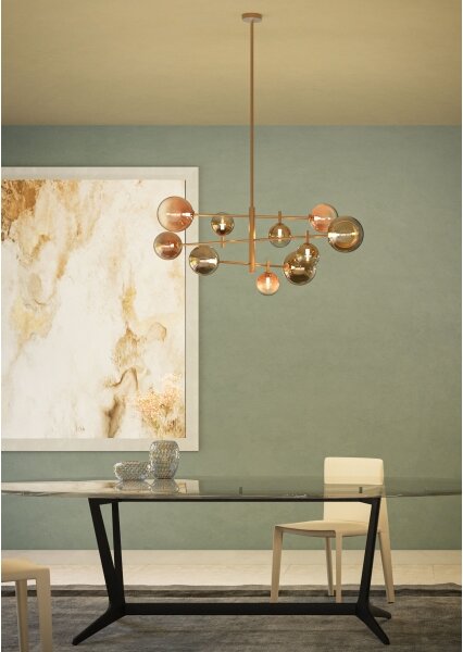 Redo 01-2781 - Lampadario a sospensione con supporto rigido ROY 10xG9/10W/230V