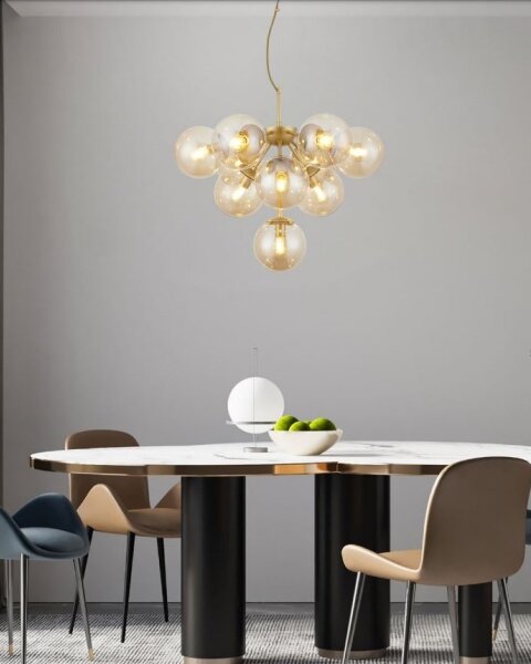 Redo 01-2940 - Lampadario a sospensione con filo AGAPE 10xE14/28W/230V oro