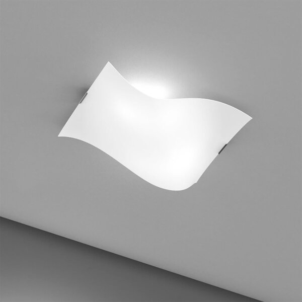 Applique vetro top light wing 1044 35 e27 led vetro curvo satinato - Top Light