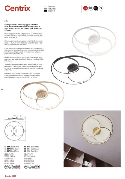 Redo 01-2973 - Plafoniera LED CENTRIX LED/92W/230V bronzo