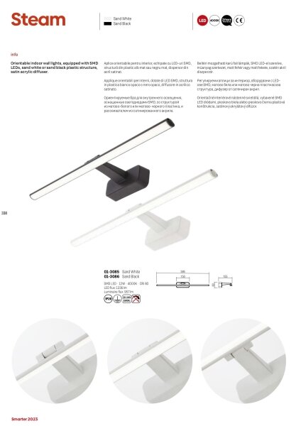 Redo 01-3085 - Lampada per quadri a LED STEAM LED/12W/230V 59,5 cm bianca
