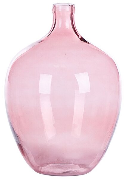 Vaso di fiori vetro rotondo 39 cm fatto a mano decorativo rosa Beliani
