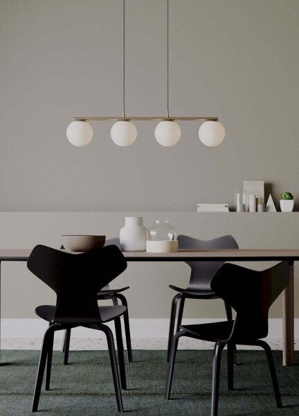 Redo 01-3155 - Lampadario a sospensione con filo BOWLING 4xE27/42W/230V oro