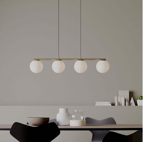Redo 01-3155 - Lampadario a sospensione con filo BOWLING 4xE27/42W/230V oro