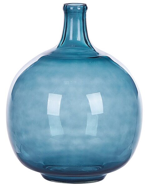 Vaso di fiori vetro 31 cm fatto a mano decorativo blu Beliani