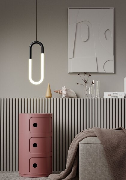 Redo 01-3184 - Lampadario LED a sospensione con filo LATIUM LED/9W/230V nero